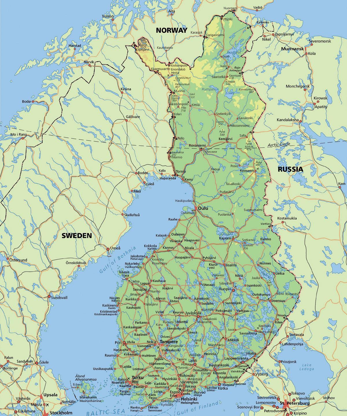 خريطة الدائرة القطبية الشمالية فنلندا